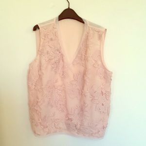 T Tahari Blush Pink sleeveless blouse